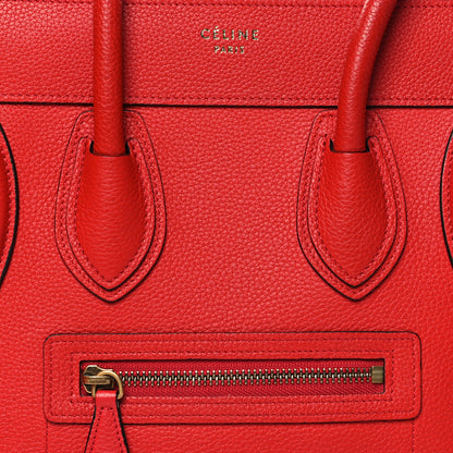 Celine Drummed Calfskin Micro Luggage Red 7 of 9