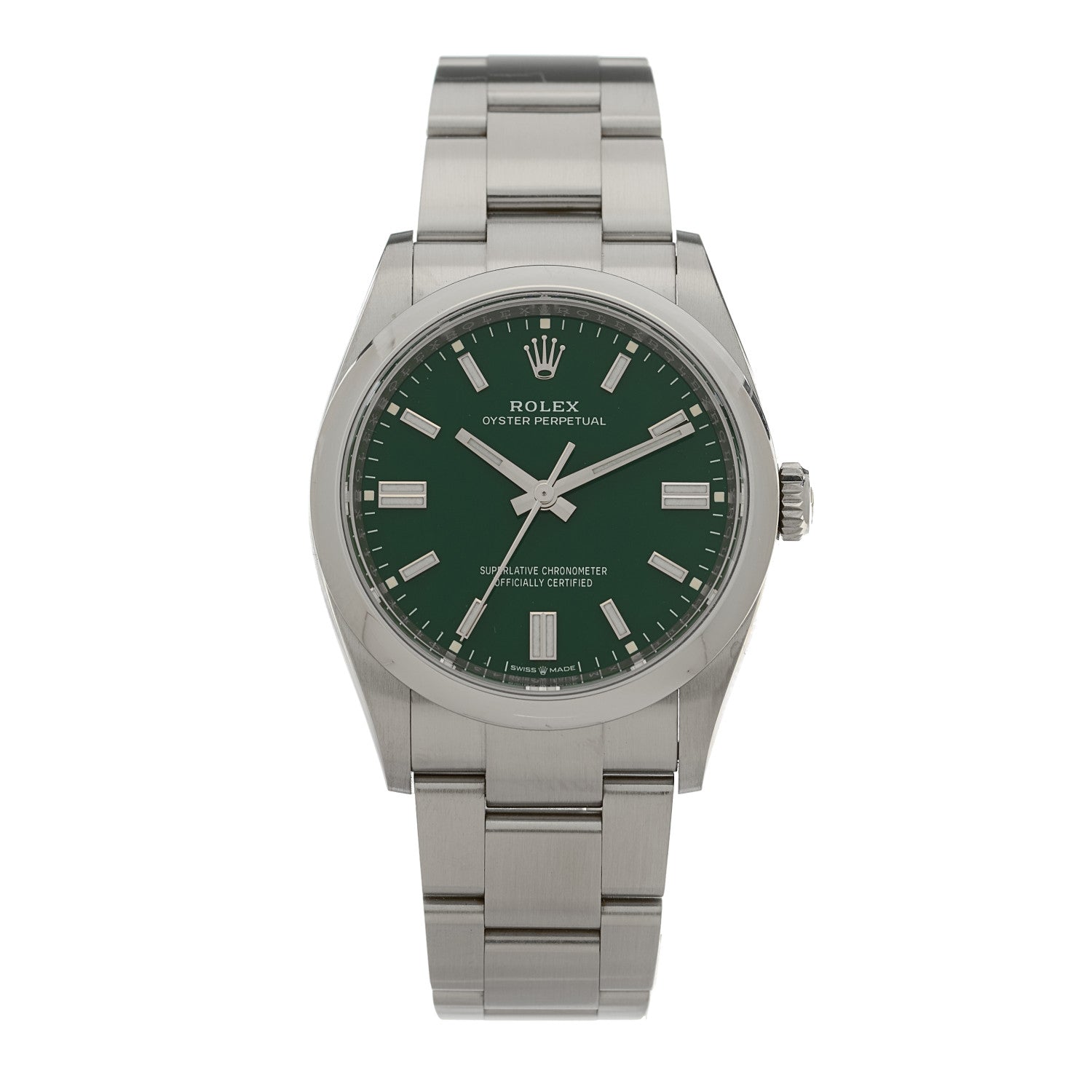 Rolex Stainless Steel 36mm Oyster Perpetual Watch Green 126000 1 of 5