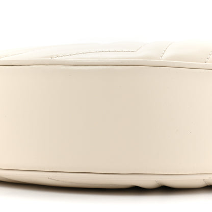 Gucci Calfskin Matelasse Chevron Mini GG Marmont Half Moon Hobo Mystic White 9 of 14