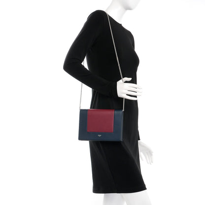 Celine Smooth Lambskin Frame Evening Chain Clutch Steel Blue Plum 2 of 7