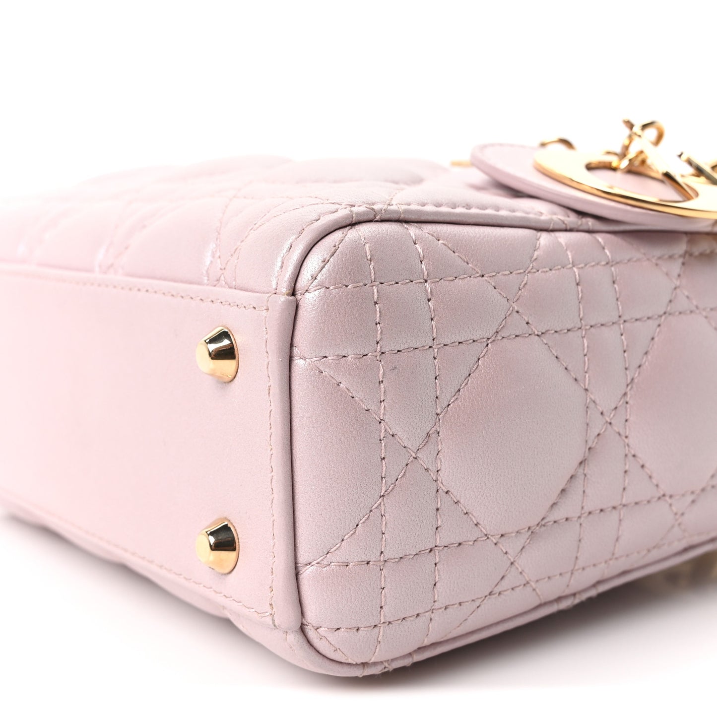 Metallic Lambskin Cannage Mini Lady Dior Lotus