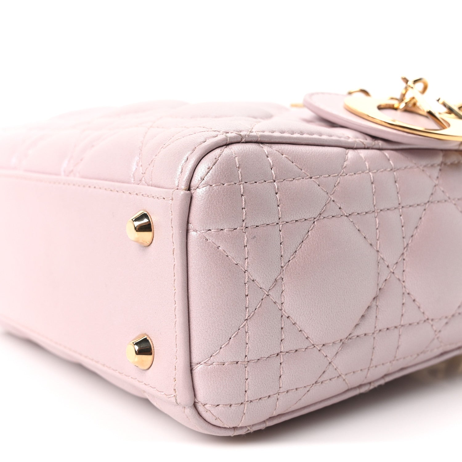 Christian Dior Metallic Lambskin Cannage Mini Lady Dior Lotus 10 of 10