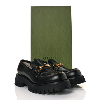 Gucci Cordovan Lux Womens Harald Horsebit 25mm Platform Loafers 37.5 Black 10 of 10
