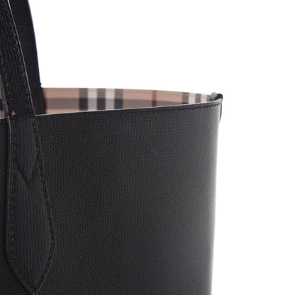 Burberry Grainy Calfskin Haymarket Check Medium Reversible Tote Black 30 of 30