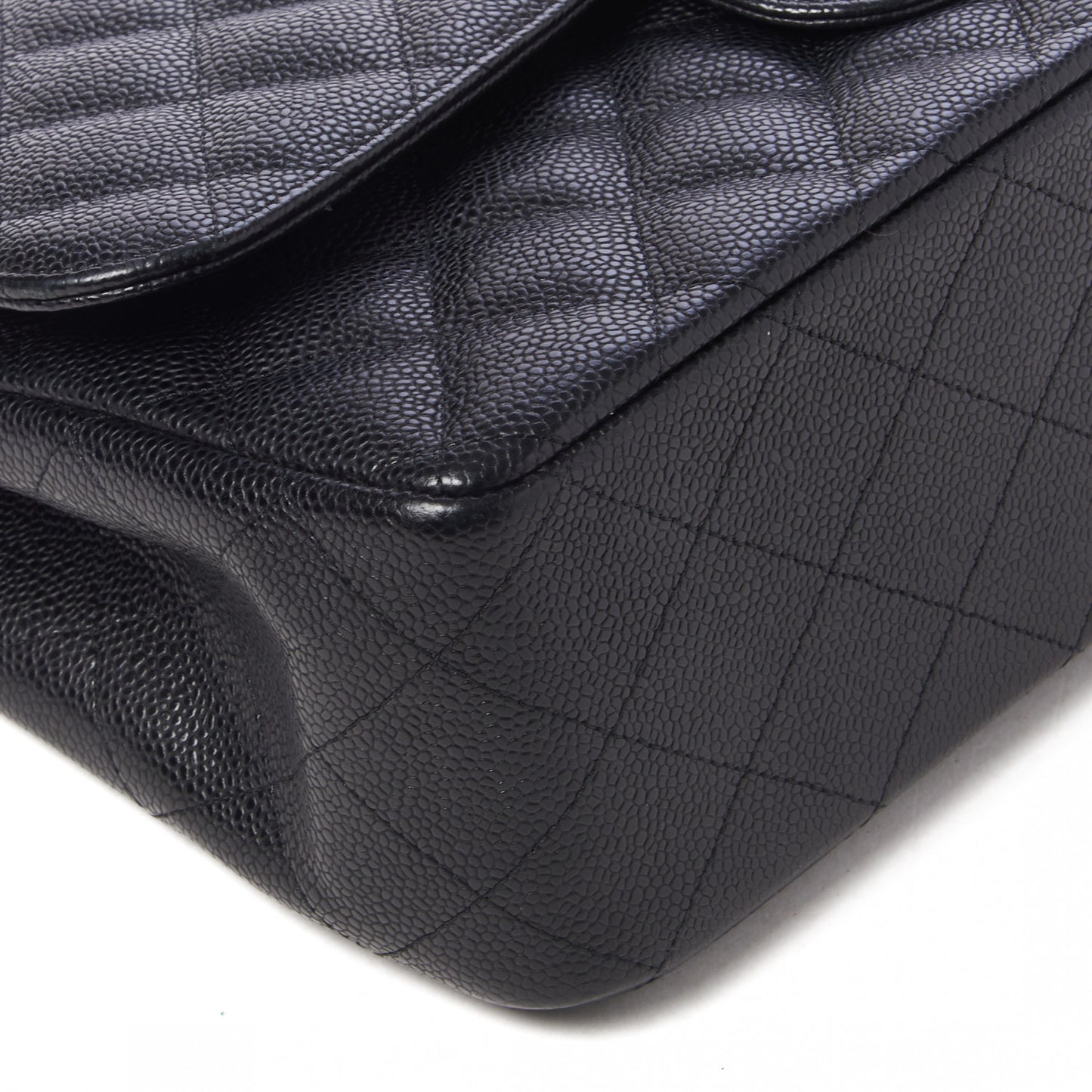 Caviar Quilted Jumbo Double Flap Black