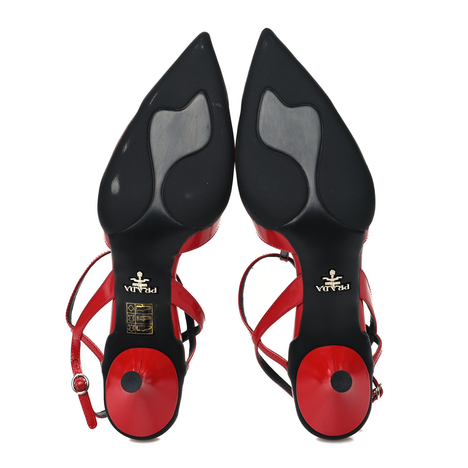 Prada Spazzolato Pointed Toe T-Strap 55mm Slingback Pumps 39 Rosso 5 of 8