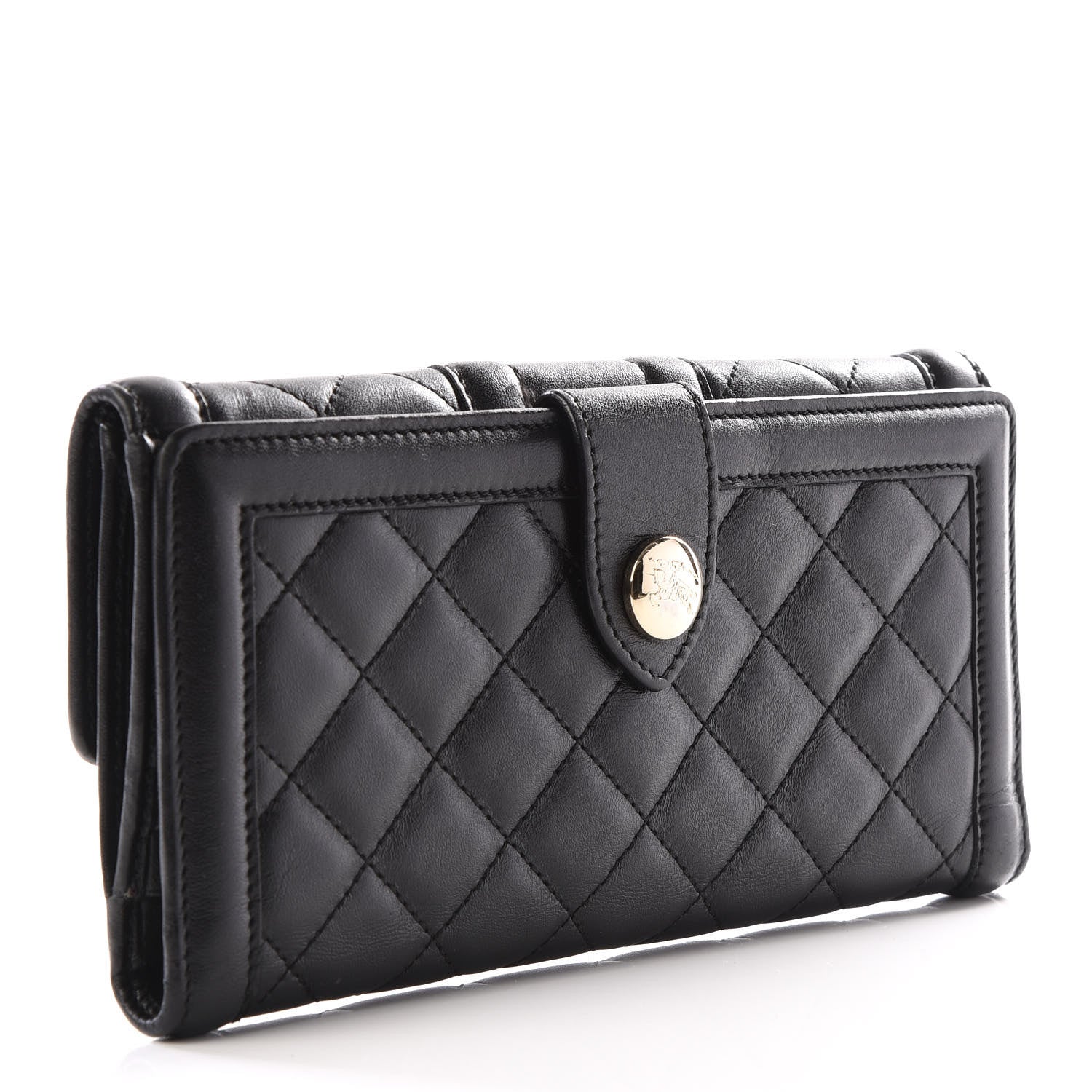 Burberry Calfskin Quilted Continental Wallet Black 2 of 12