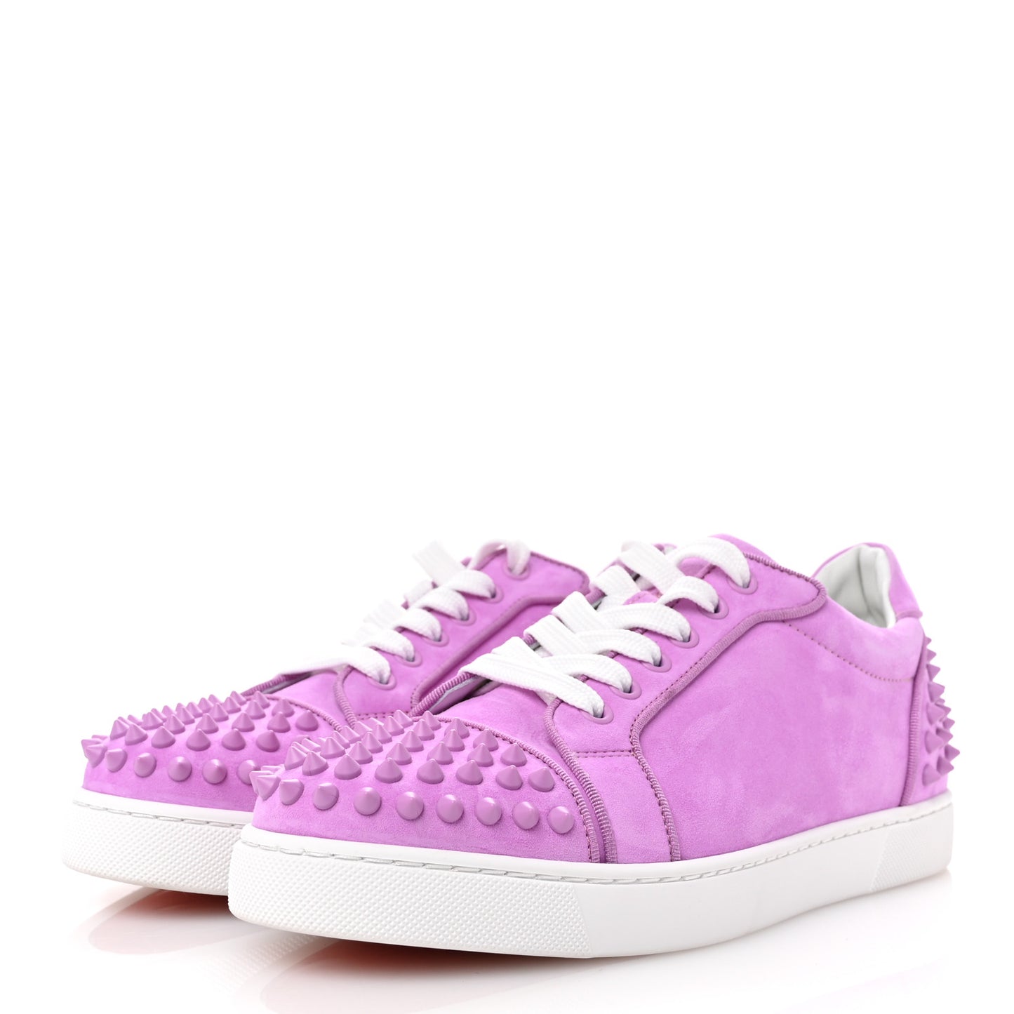 Suede Calfskin Vieira Spikes Womens Orlato Flat Sneakers 38 Lilac