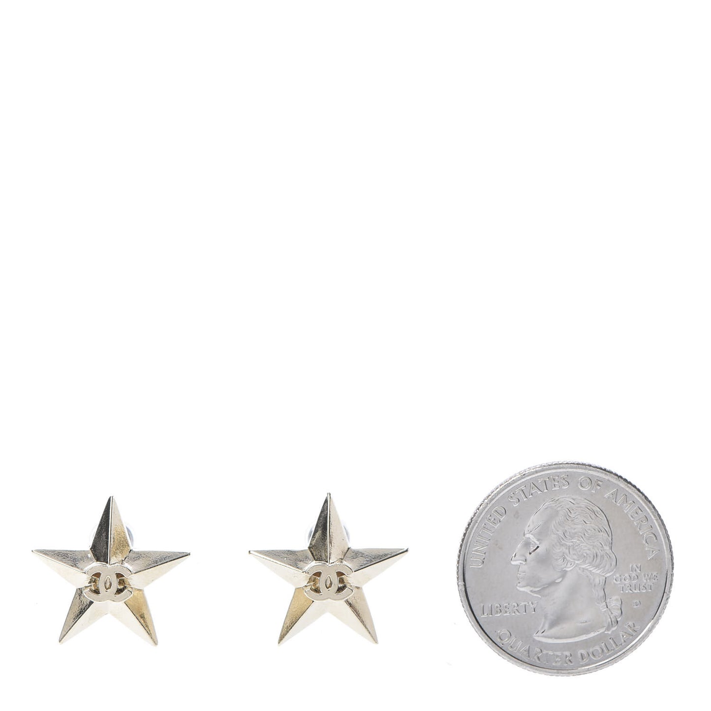 Metal CC Star Earrings Gold