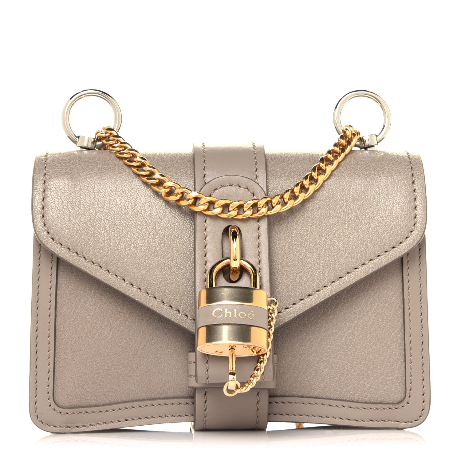 Chloe Shiny Goatskin Calfskin Mini Aby Chain Shoulder Bag Motty Grey 1 of 13