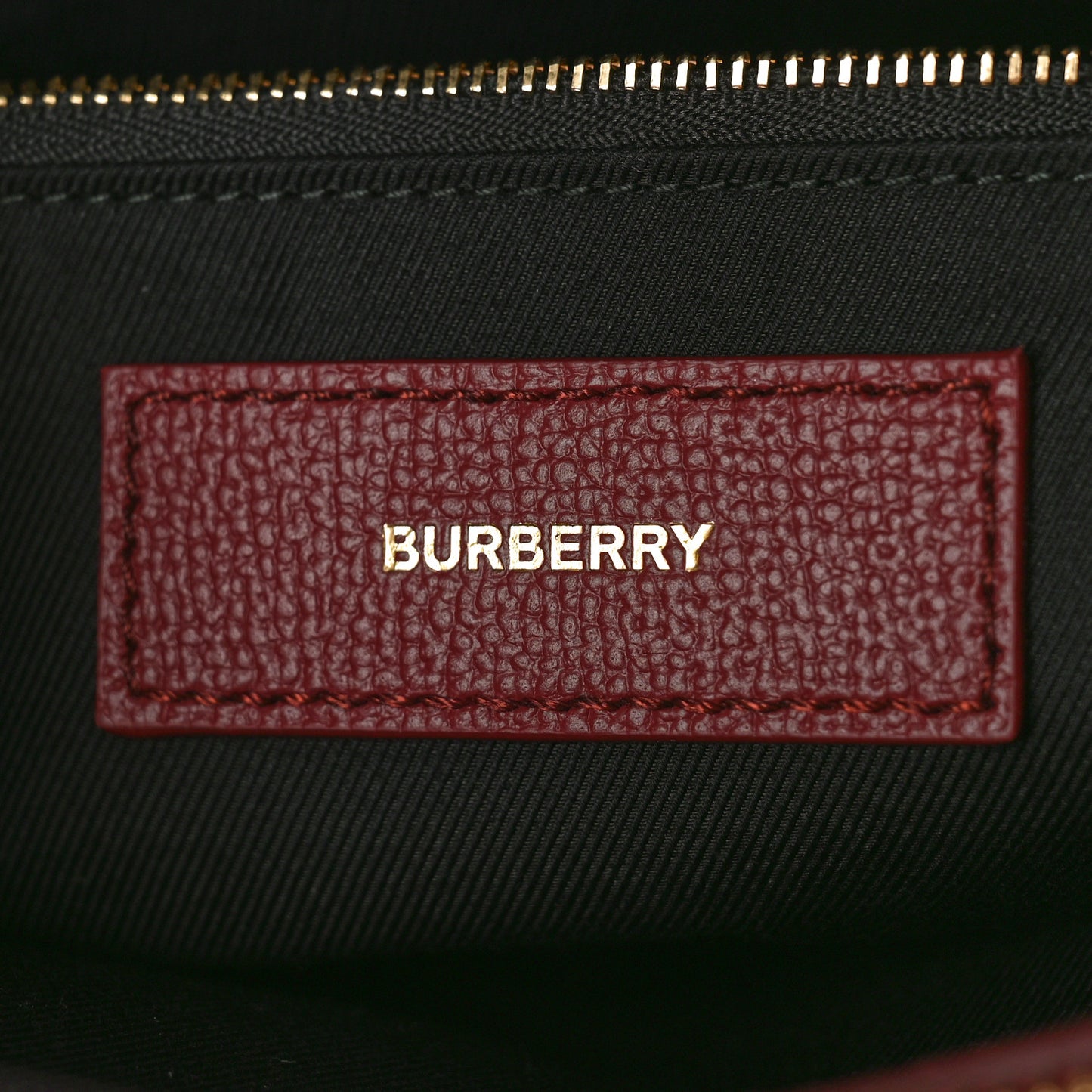 Grainy Calfskin House Check Small Banner Tote Mahogany Red