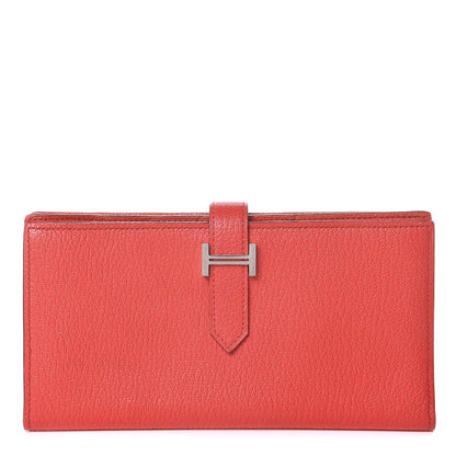 Hermes Chevre Mysore Bearn Gusset Wallet Bougainvillea 1 of 9