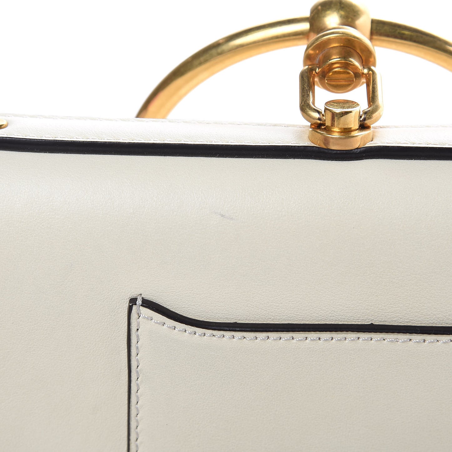Calfskin Small Nile Bracelet Minaudiere Bag Off White