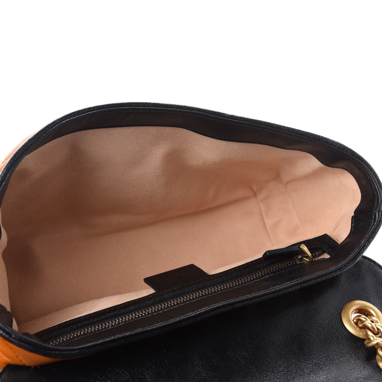 Gucci Vintage Effect Calfskin Matelasse Diagonal Small Torchon GG Marmont Shoulder Bag Cognac Black 5 of 11