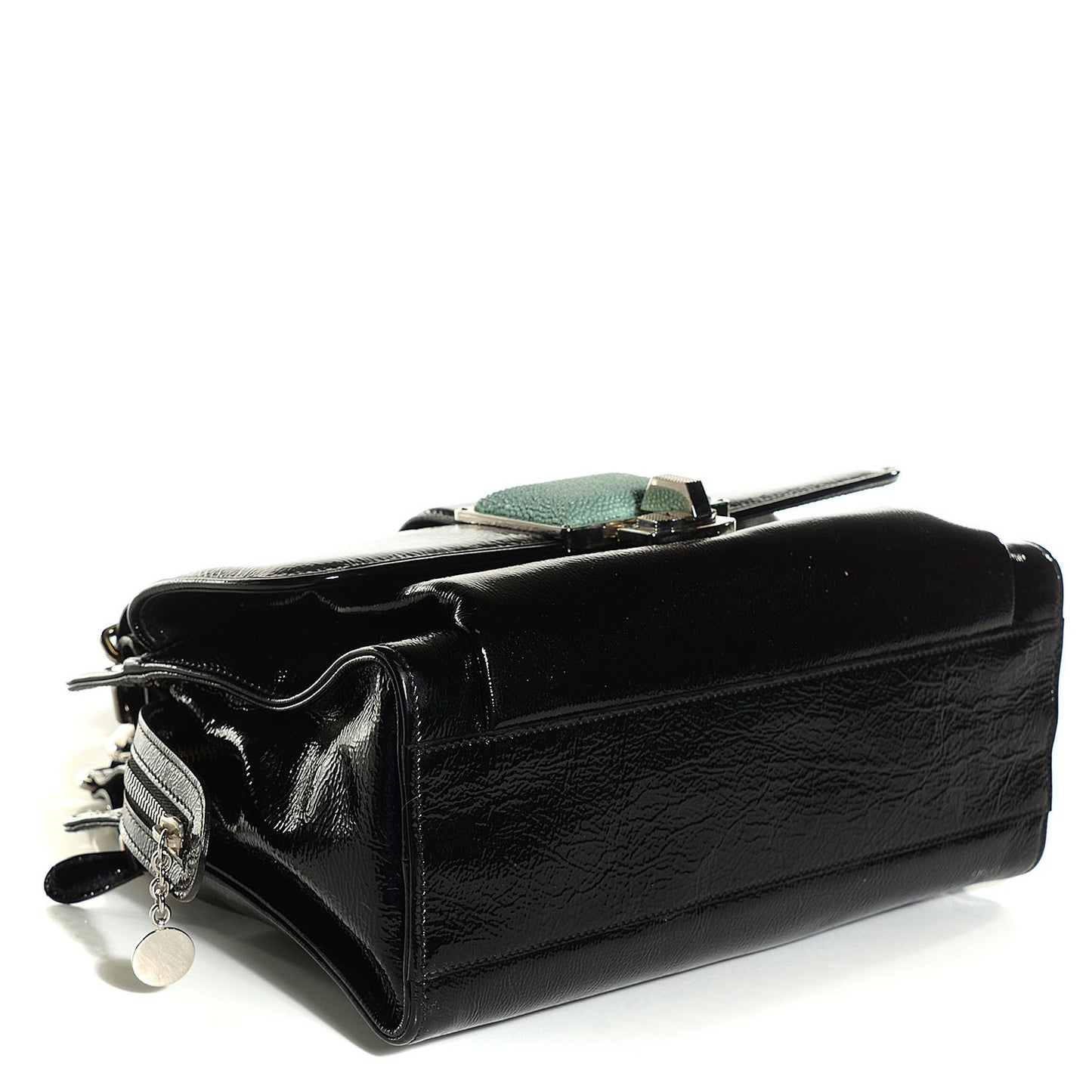 Patent Leather Stingray Cherche Midi Chain Shoulder Bag Black