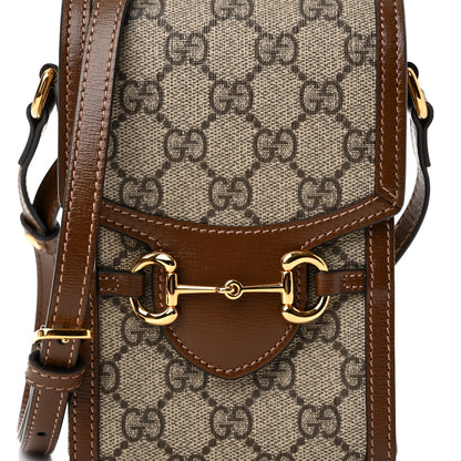 Gucci GG Supreme Monogram Mini Horsebit 1955 Crossbody Bag Beige Brown Sugar 8 of 10