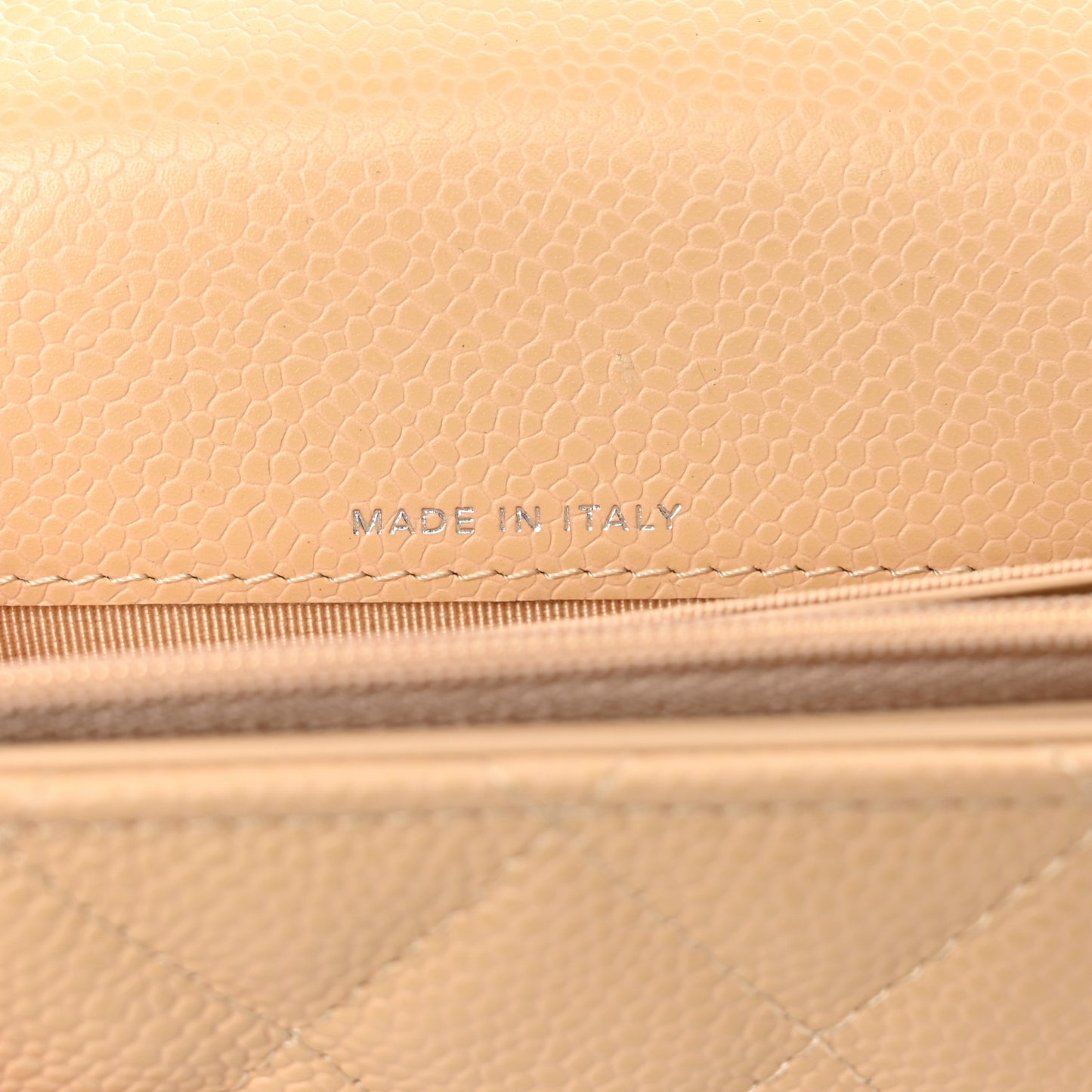 Caviar Quilted Large Gusset Flap Wallet Beige