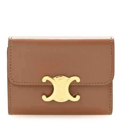 Celine Calfskin Compact Triomphe Wallet With Coin Purse Bronze 1 of 9