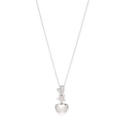 Chanel 18K White Gold Diamond Shooting Star Comete Heart Pendant Necklace 1 of 4