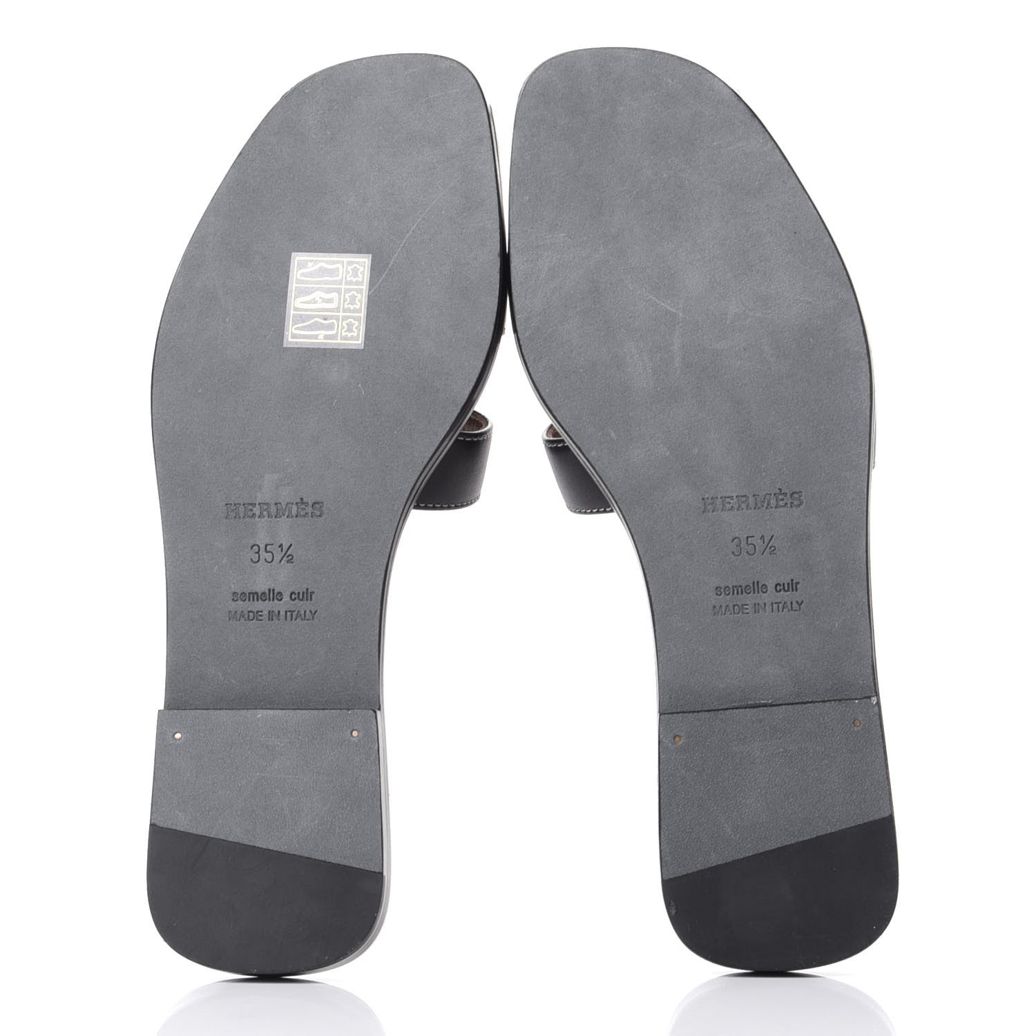 Hermes Box Calfskin Oran Sandals 35.5 Black 7 of 11