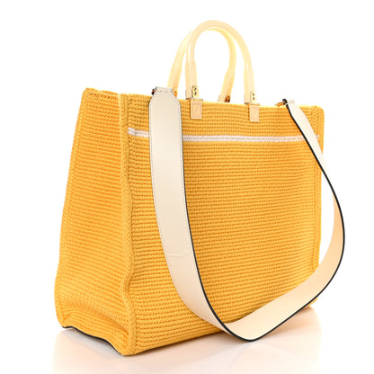 Fendi Crochet Vitello King Logo Plexiglass Medium Fendi Sunshine Shopper Tote Mimosa Panna 3 of 11