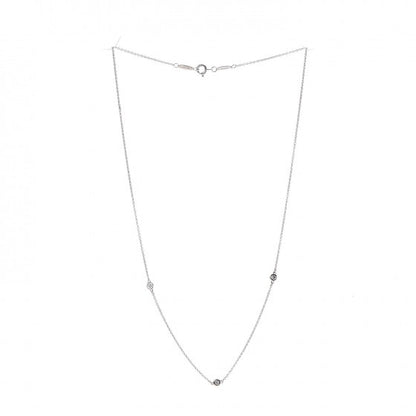Tiffany Sterling Silver Diamond .09ctw Elsa Peretti Diamonds by the Yard Three Station Necklace 3 of 7