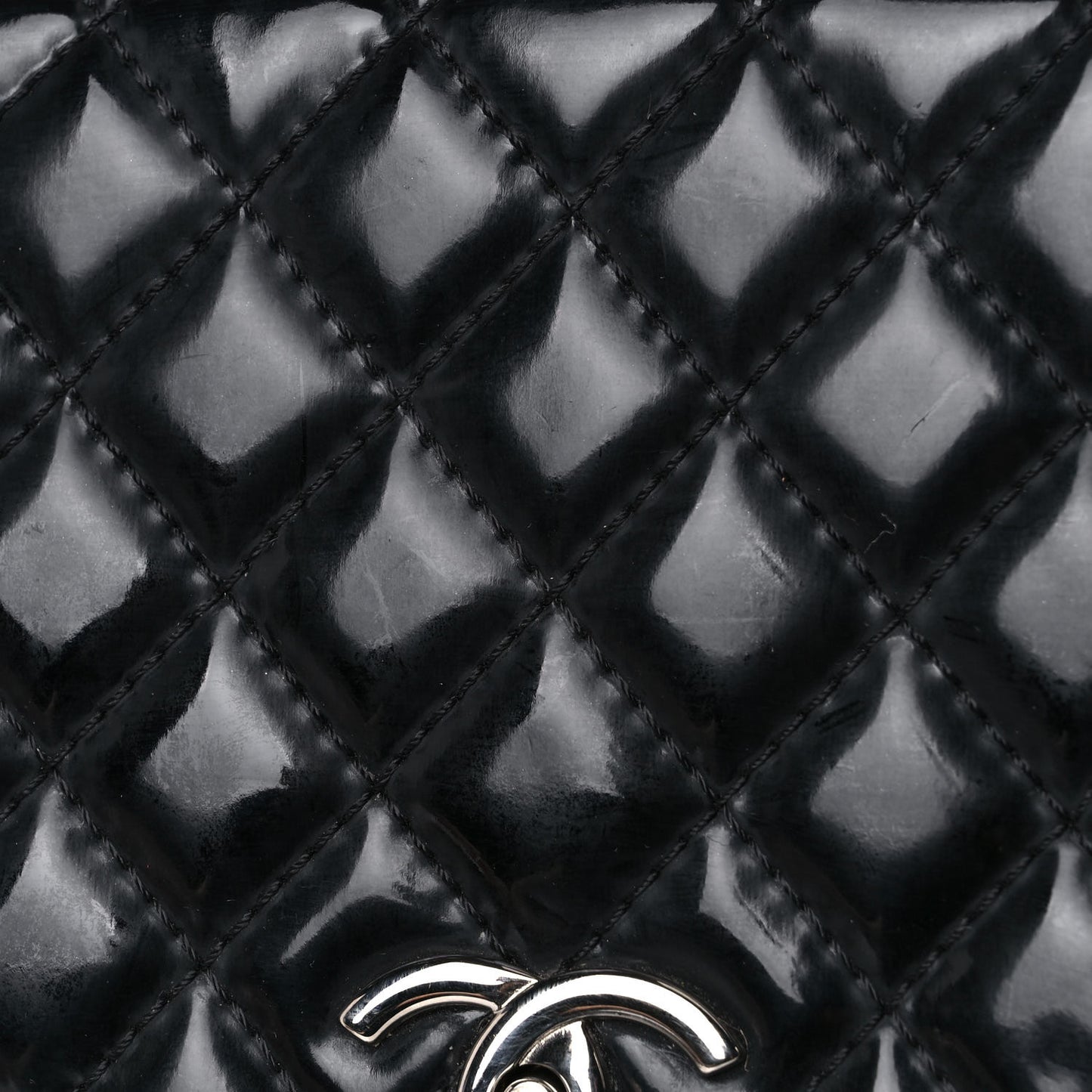 Vinyl Quilted In the Business Flap Bag Black