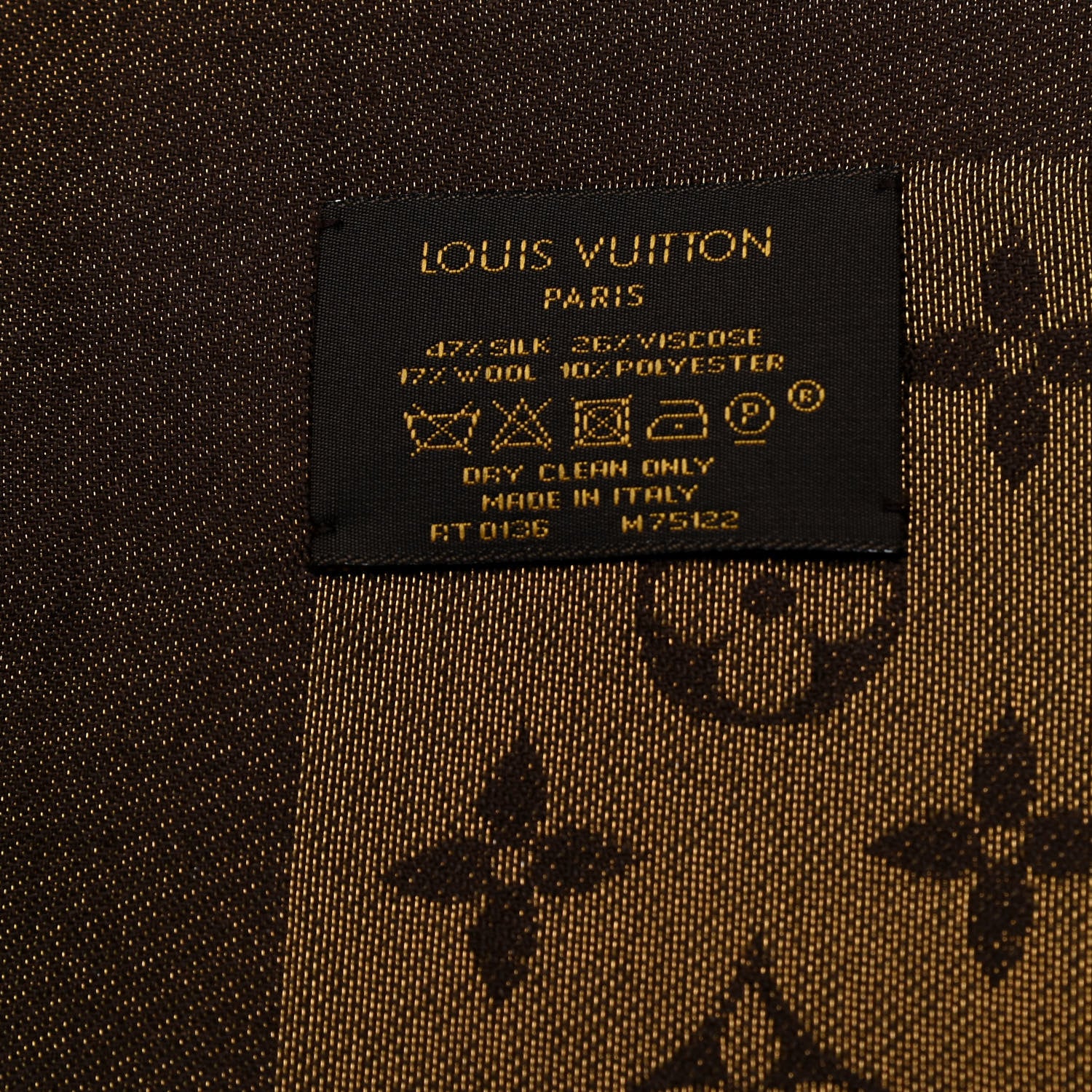 Louis Vuitton Silk Lurex Wool Monogram Shine Shawl Brown 4 of 4