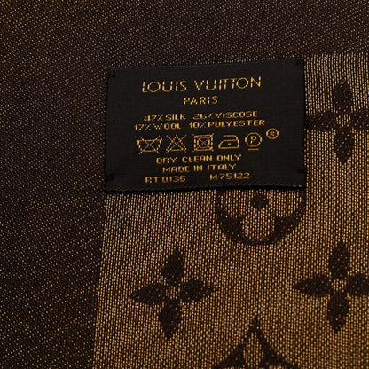 Louis Vuitton Silk Lurex Wool Monogram Shine Shawl Brown 4 of 4