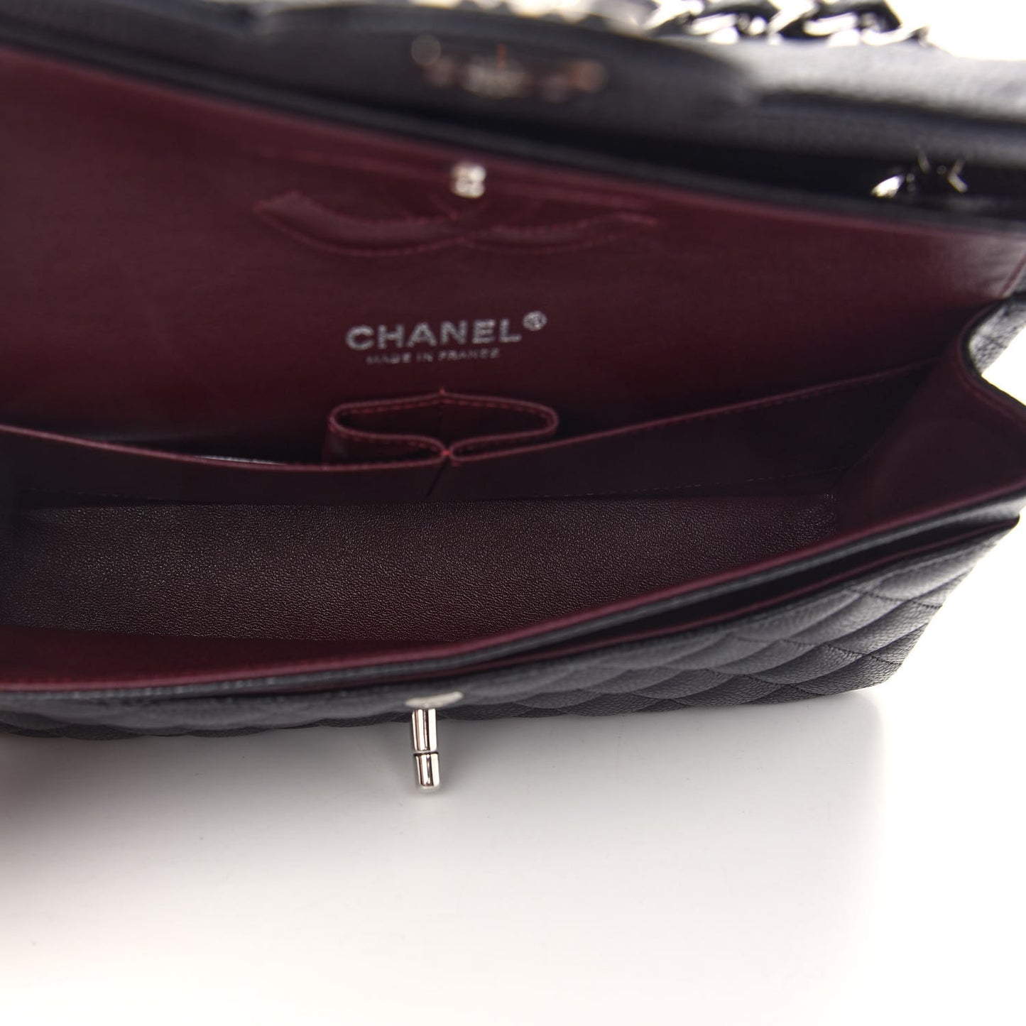Caviar Quilted Medium Double Flap Black