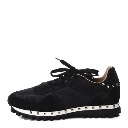 Valentino Garavani Suede Nylon Camouflage Womens Soul Rockstud Sneakers 38 Black 1 of 11