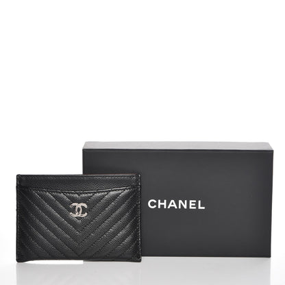 Chanel Caviar Chevron Quilted Card Holder Black 9 of 9