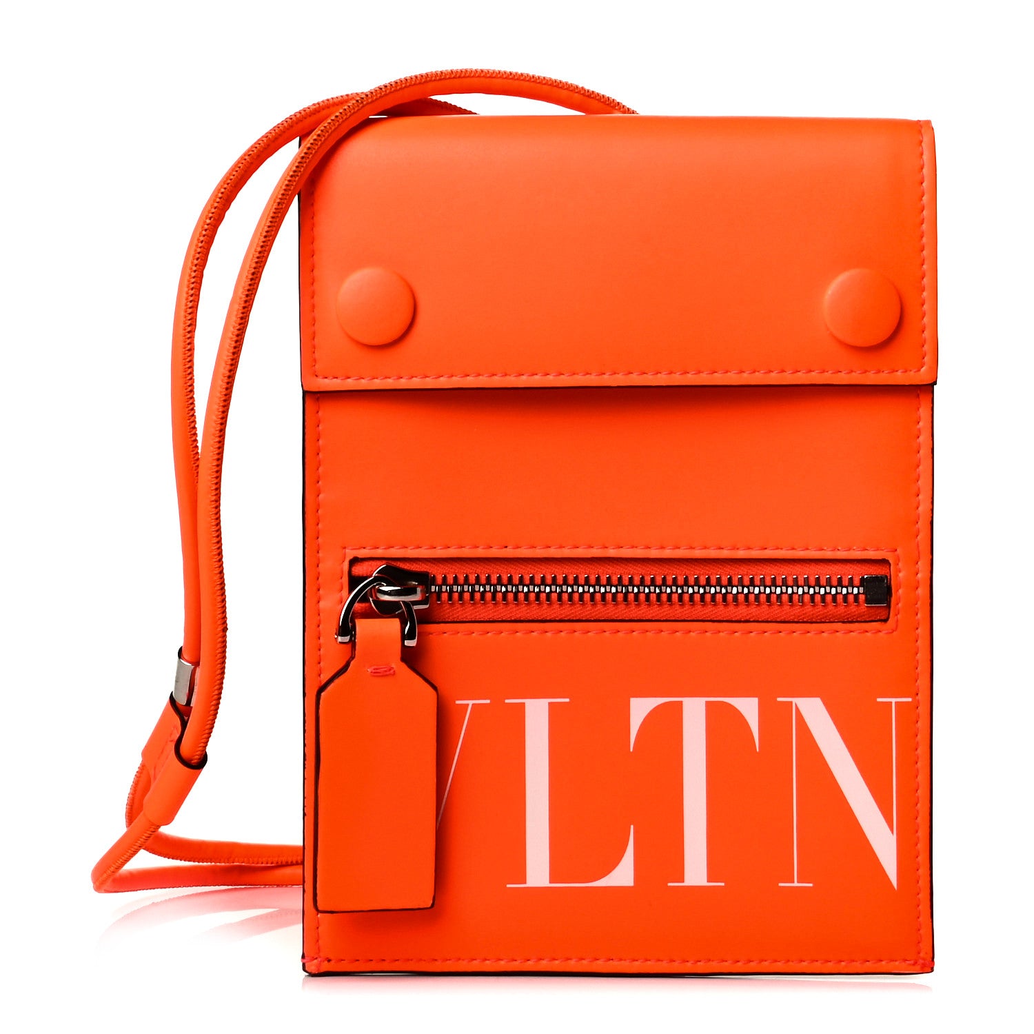 Valentino Garavani Calfskin VLTN Neck Strap Wallet Arancio 1 of 5
