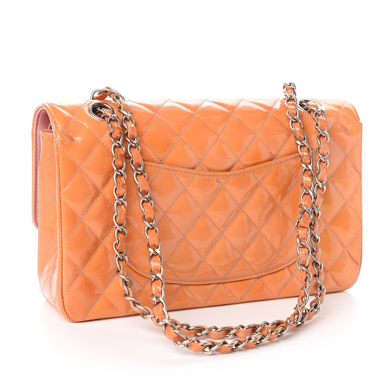 Chanel Patent Quilted Medium Double Flap Orange 3 of 16