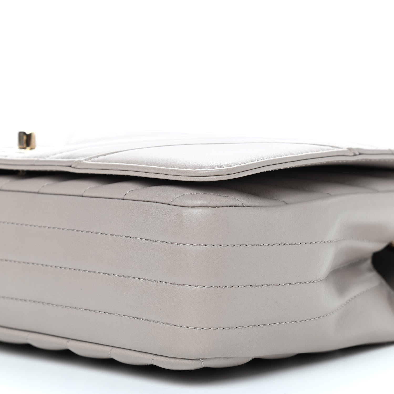 Chanel Calfskin Chevron Quilted Large Statement Flap Grey 9 of 9