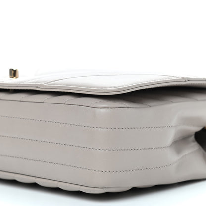 Chanel Calfskin Chevron Quilted Large Statement Flap Grey 9 of 9