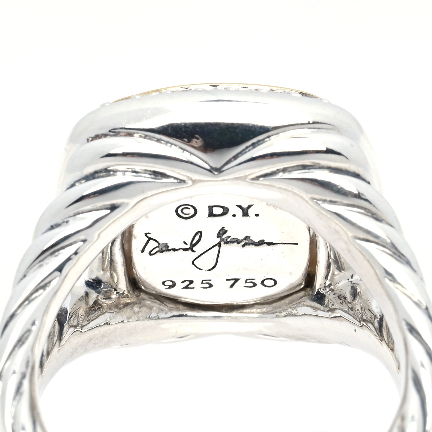 Sterling Silver 18K Yellow Gold Diamond Champagne Citrine 11mm Albion Ring 51 5.75