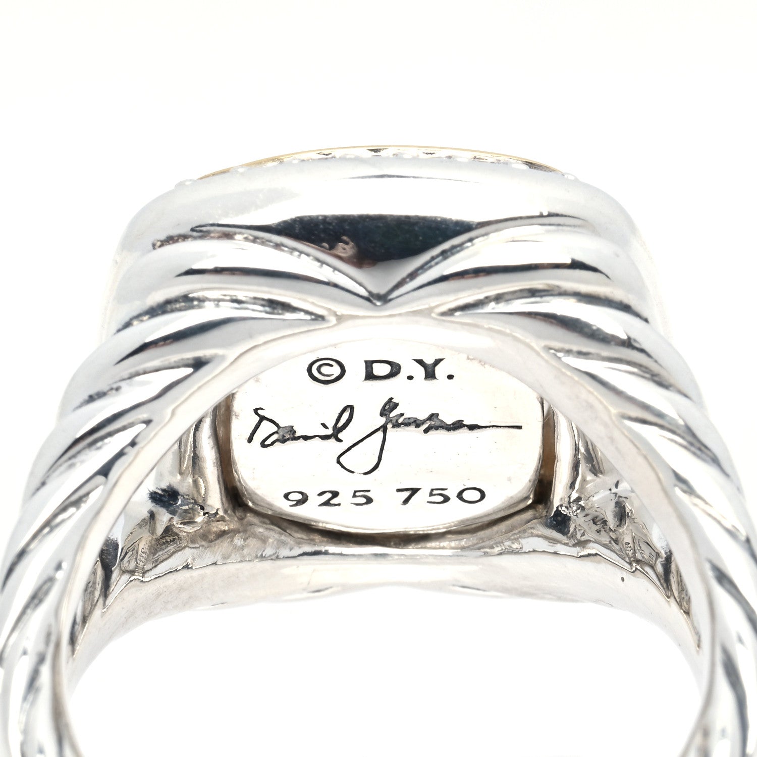 David Yurman Sterling Silver 18K Yellow Gold Diamond Champagne Citrine 11mm Albion Ring 51 5.75 4 of 5