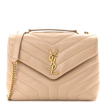 Saint Laurent Calfskin Y Quilted Monogram Small Loulou Chain Satchel Dark Beige 1 of 12
