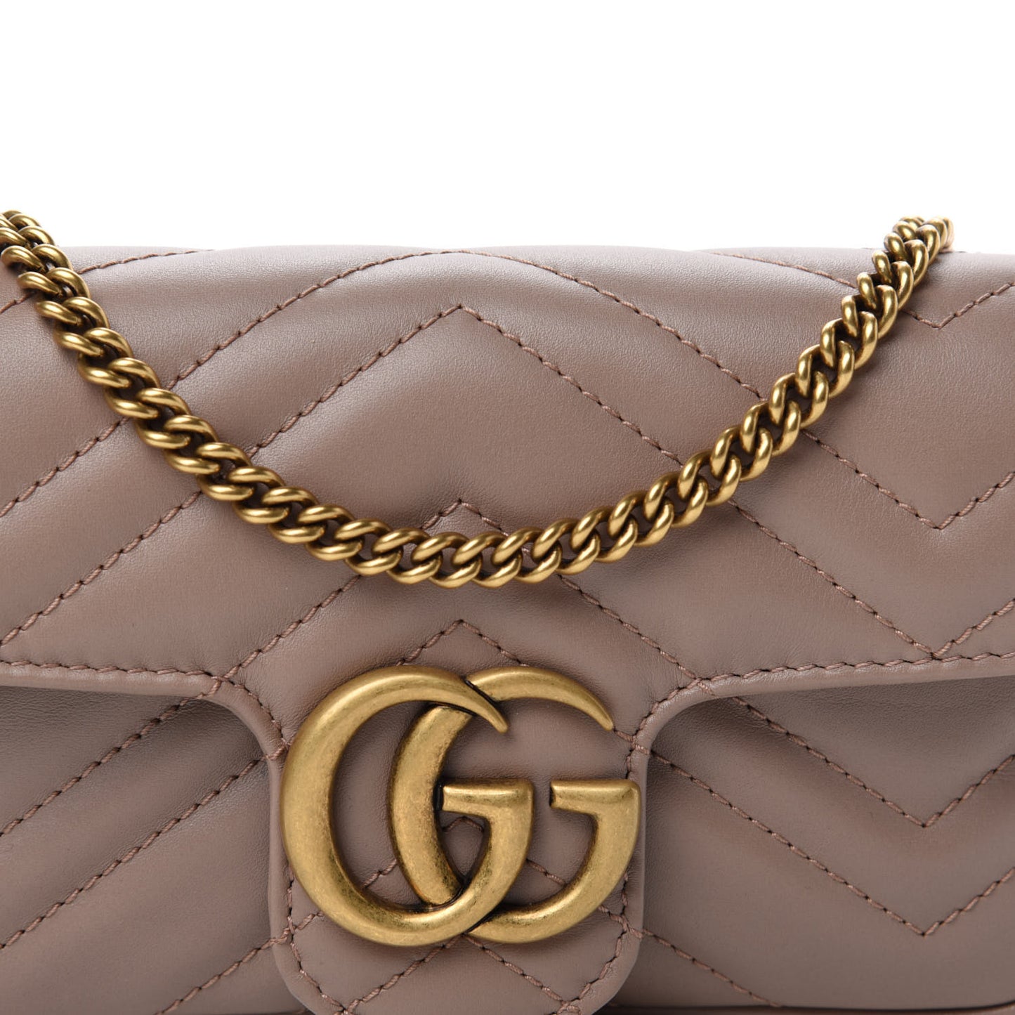 Calfskin Matelasse Super Mini GG Marmont Shoulder Bag Porcelain Rose