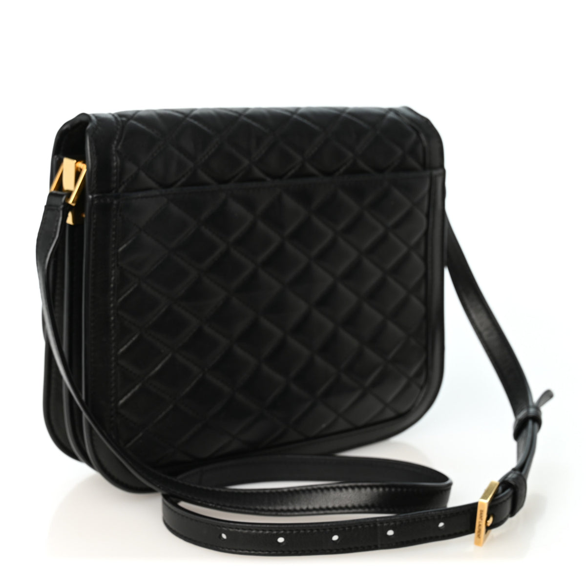 Lambskin Quilted Monogram Medium Solferino Satchel Black