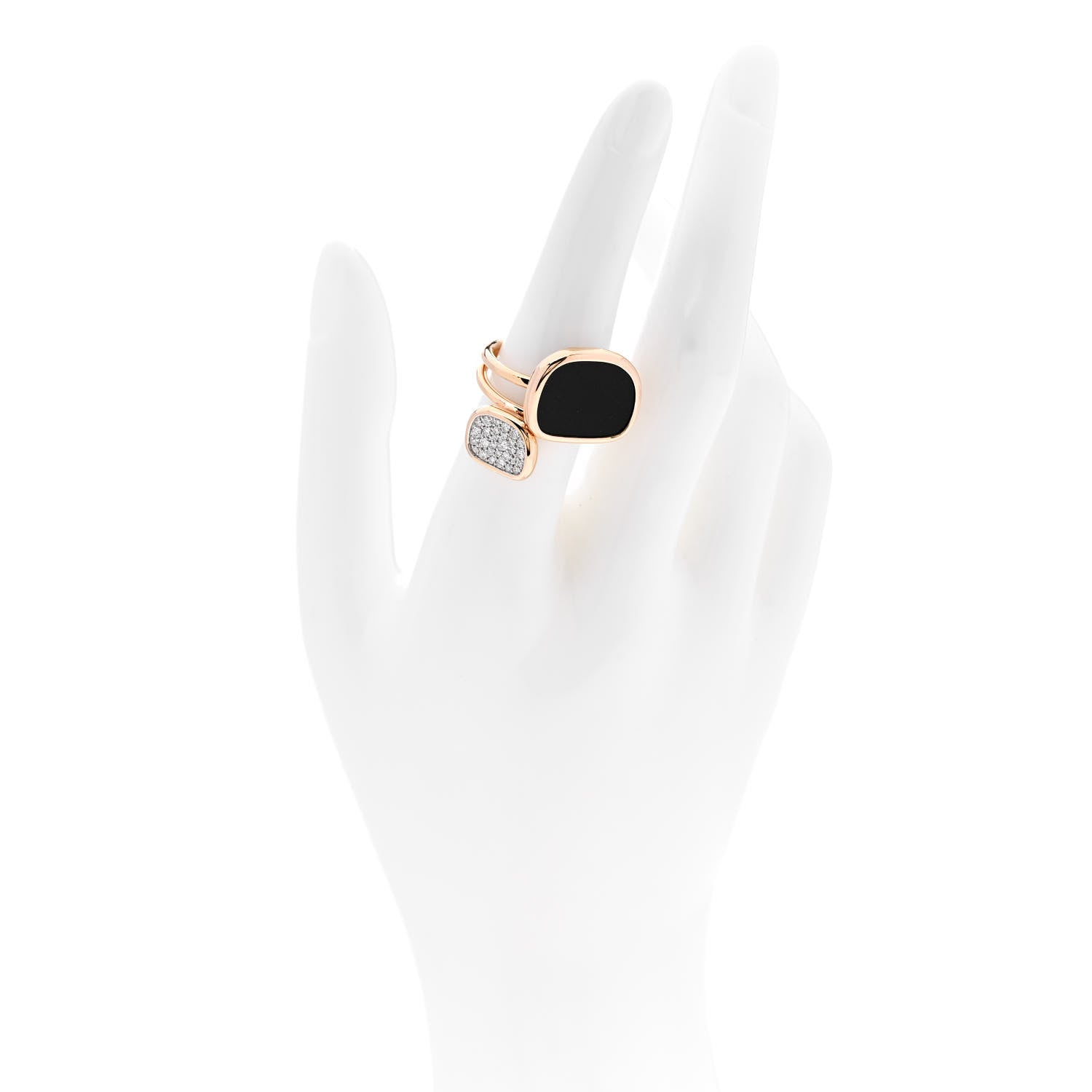 Roberto Coin 18K Rose Gold Diamond Black Onyx Amphibole Ring 53 6.5 2 of 5