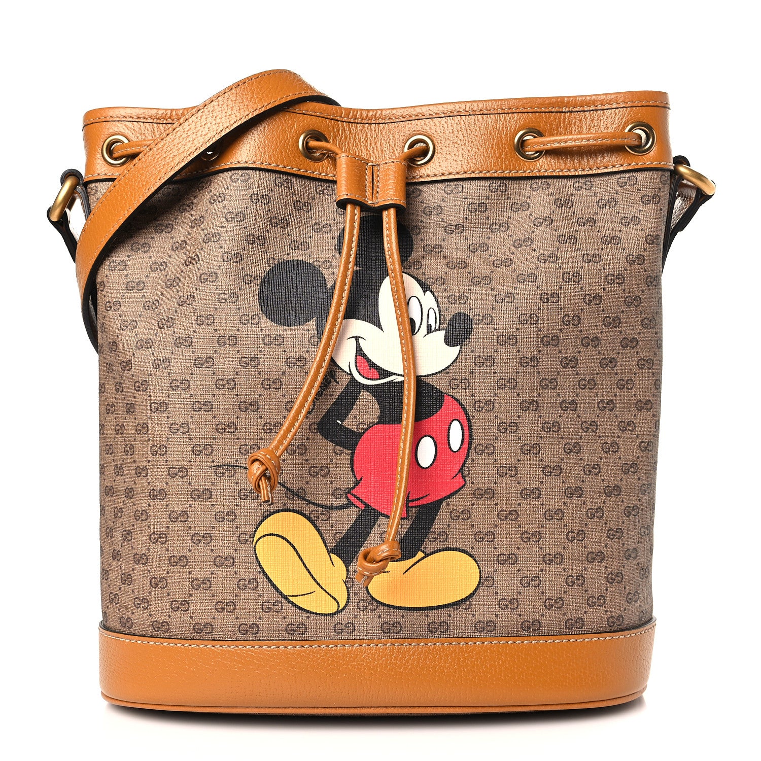 Gucci X DISNEY Mini Vintage GG Supreme Monogram Bucket Bag Beige Vintage Sun Oil 1 of 9