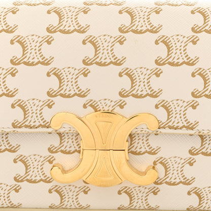 Celine Canvas Calfskin Triomphe Shoulder Bag White 10 of 13