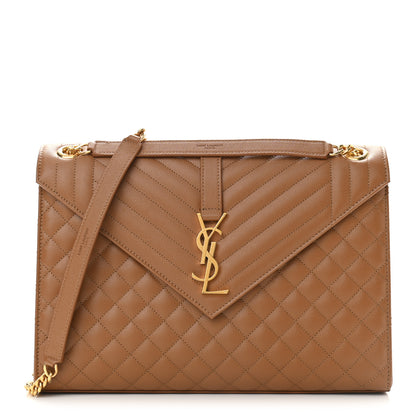 Saint Laurent Grain De Poudre Textured Mixed Matelasse Triquilt Large Monogram Satchel Dune 1 of 8