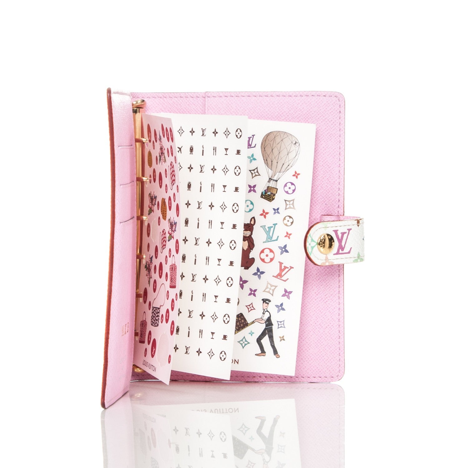 Louis Vuitton Monogram Multicolor Small Ring Agenda Cover White Litchi 6 of 8