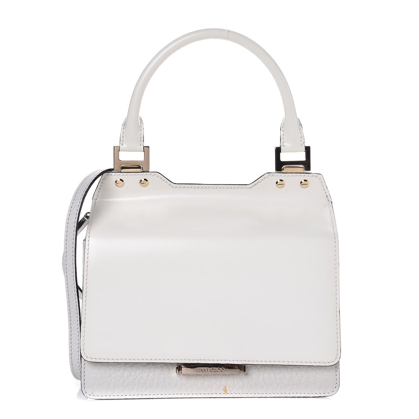 Smooth Pebbled Calfskin Amie Top Handle Bag White