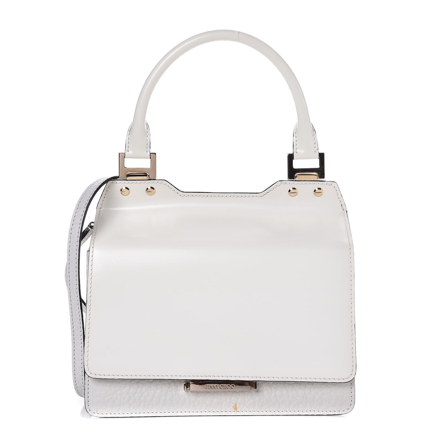 Jimmy Choo Smooth Pebbled Calfskin Amie Top Handle Bag White 1 of 7