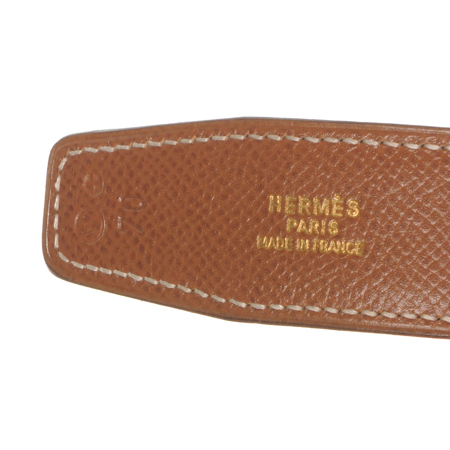 Hermes Box Courchevel Reversible Belt Strap Bleu Marine Gold 70 4 of 5