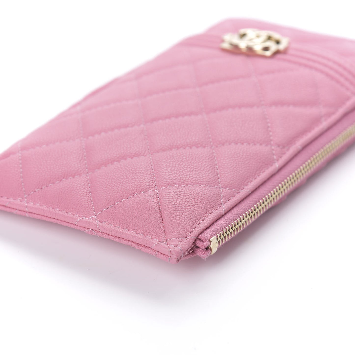 Caviar Quilted Boy Flat Wallet Pouch Pink